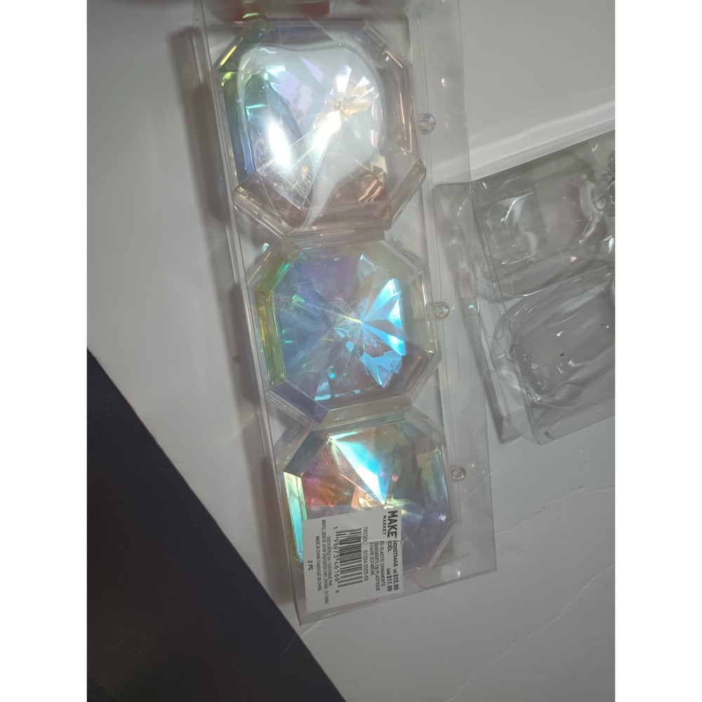Make Market DIY Plastic Christmas Ornaments Gem Diamond Fillable Lot of 7 - Picture 2 of 3